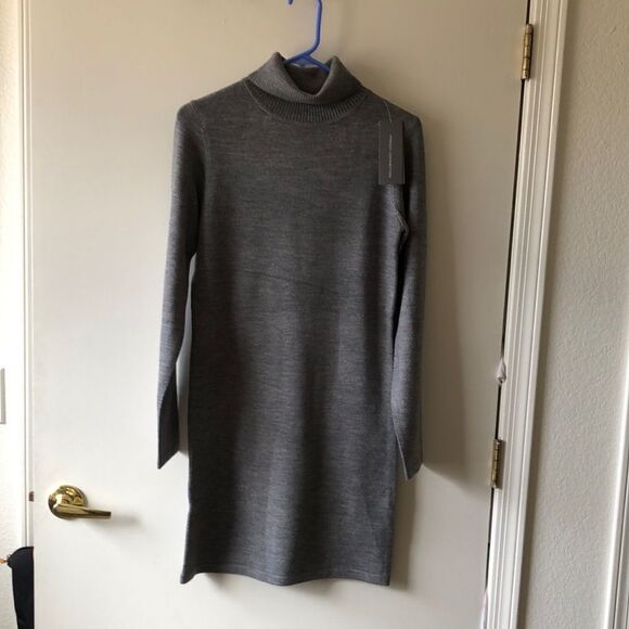 French Connection Turtleneck Sweater Dress Size XL NWT Medium Gray - Picture 1 of 8